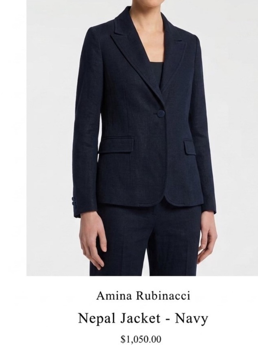 Amina Rubinacci Nepal Navy Blue Single-Button Navy Blazer/Jacket. Size 42 / US 6